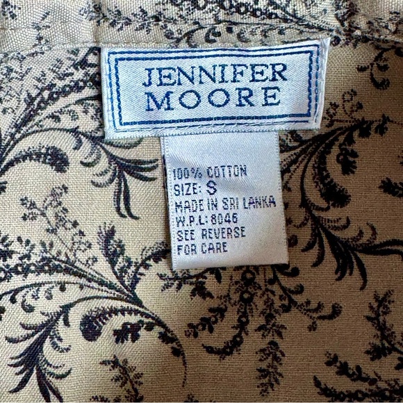 Jennifer Moore L cotton button up foliage print shirt beige black - Picture 5 of 10